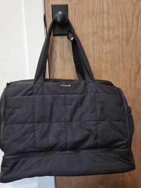 Black Quilted Weekender Duffel Bag